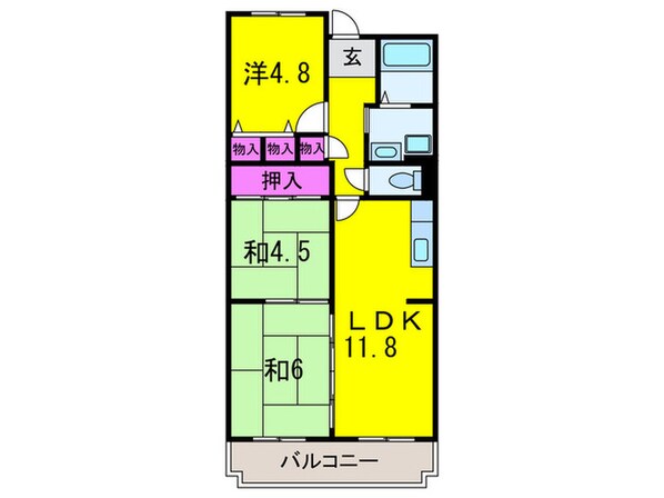 サングリーン長原の物件間取画像